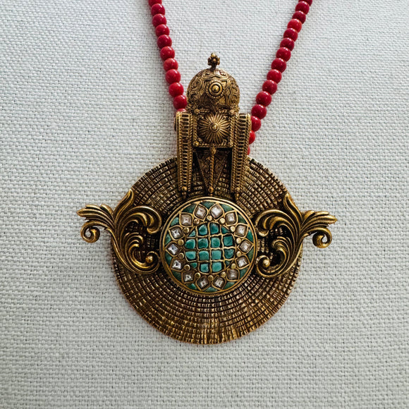 Real Coral Silver Necklace - Hasini
