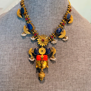 Temple Fusion - The Statement Lapis Silver Necklace - Anjali
