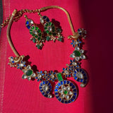 The Elegant Blue Jadau Necklace(pink)-Padmavati
