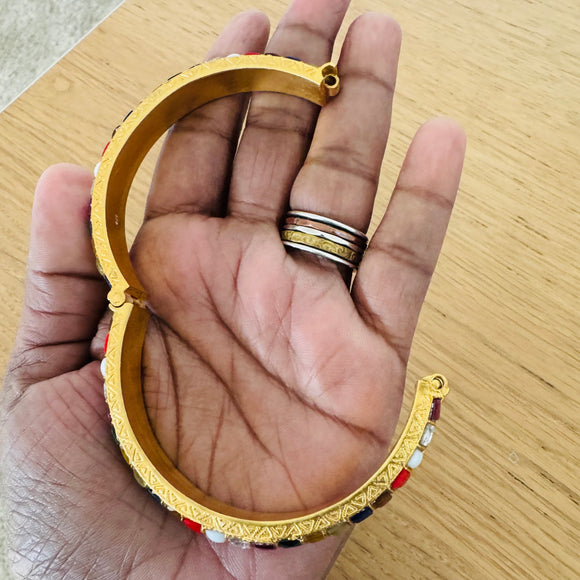The Elegant Jadau Silver Bangles - Maragatham
