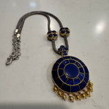 The Elegant Jadau Necklace(blue)- Deivanai