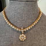 The Elegant Jadau Attigai Necklace(White)- Deivanai