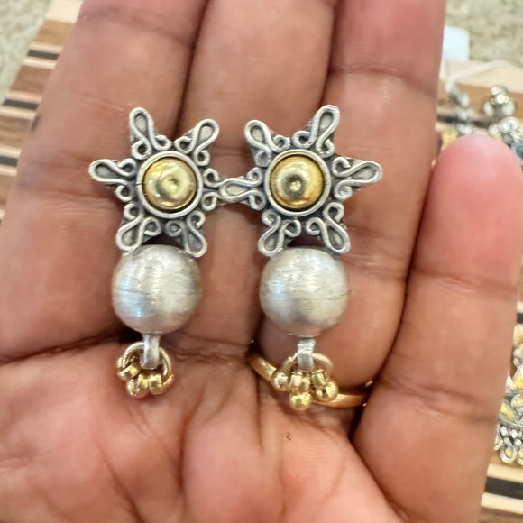 The two tone  Earrings - oviya