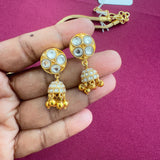 The Elegant Jadau Attigai Necklace set (White)- Deivanai