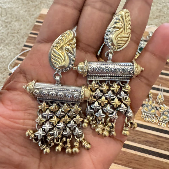 The two tone  Earrings - oviya