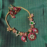 The Elegant Blue Jadau Necklace(pink)-Padmavati