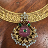 Pinnal - Temple Fusion - The Statement Silver Hasli Necklace - Anjali