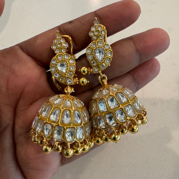 The  Kemp Jadau Jhumka Silver Earrings - Devi