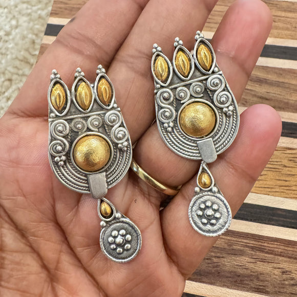 The two tone  Earrings - oviya