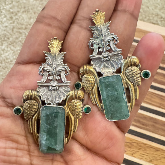 The two tone  Earrings - oviya