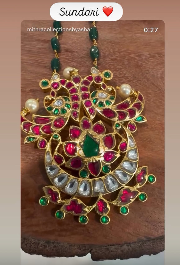 The Elegant Jadau Necklace(green)- Deivanai