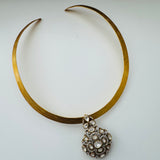 The Moissanite  Quartz  Silver  Hasli Necklace- Deepa