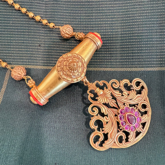 Temple Fusion- The Coral Silver Necklace - Anjali