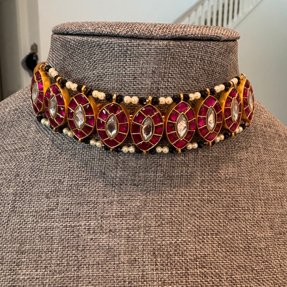 The Elegant Jadau Choker Necklace- Kanagam