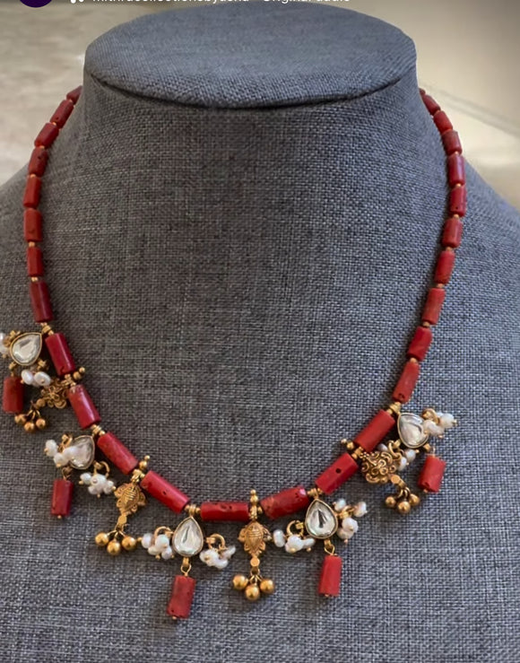 Real Coral Silver Necklace - Pavala