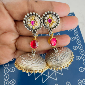 The two tone  Earrings - oviya