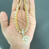 The Elegant Jadau Attigai Necklace set (White)- Deivanai