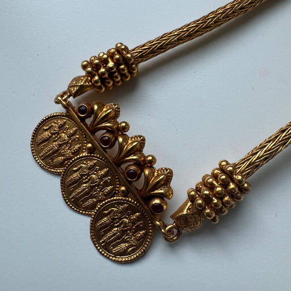 Simple Coin Silver Necklace- Laxmi