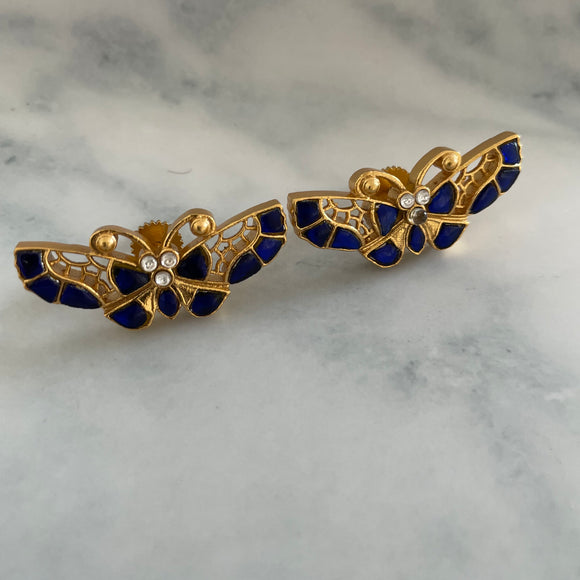 Antique Jadau Butterfly Stud Earrings