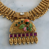 Elegant Antique Patterned Enamel Necklace