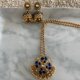 Elegant Antique Blue Pendant Necklace