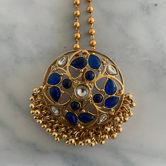 Elegant Antique Blue Pendant Necklace