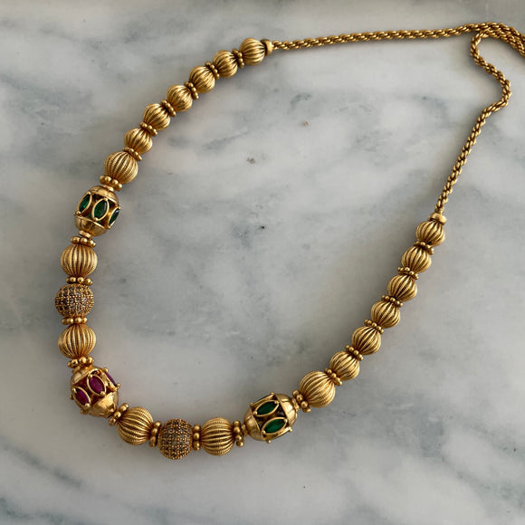 Elegant Antique Patterned Ball Necklace(Necklace only)