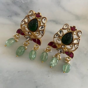 Antique Jadau Leaf Earrings