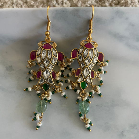 Antique Jadau Fish Earrings