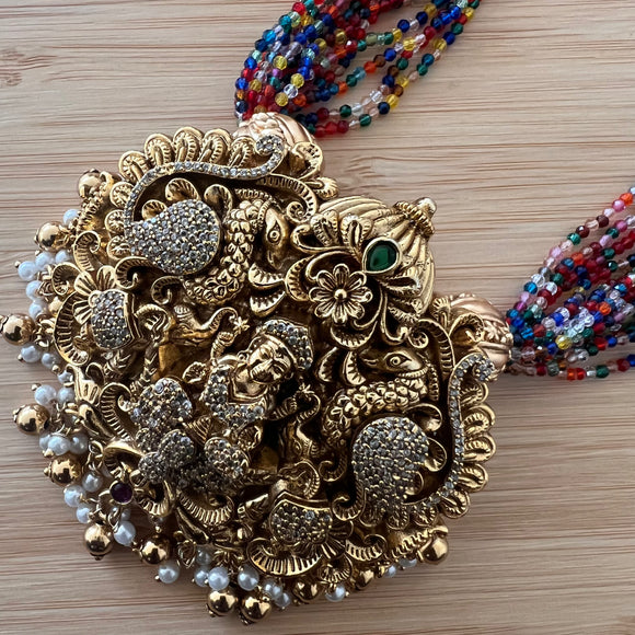 Handmade multi color Nakshi pendant Necklace