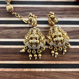 Handmade Red-Gold  Beaded Nakshi Pendant Necklace