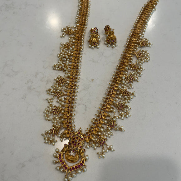 Guttapusalu Peacock Necklace (Long)