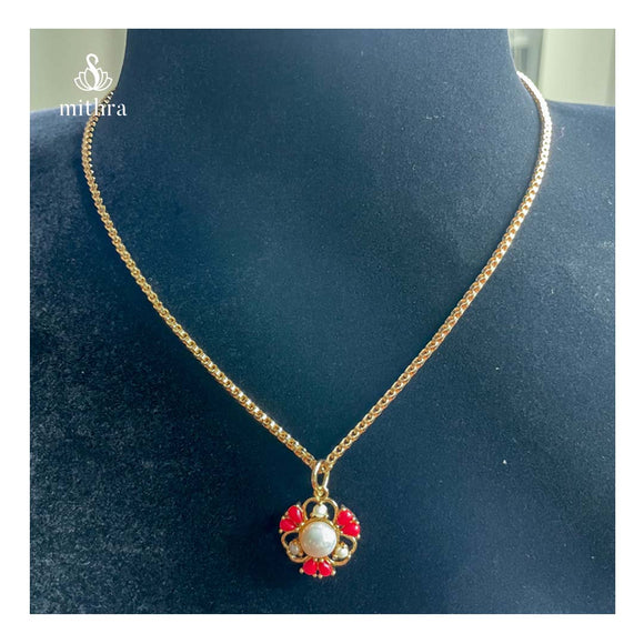 Pearl and Coral Pendant Set