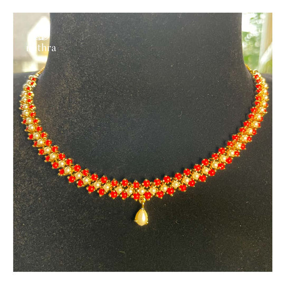 The Red Coral/Pearl Necklace