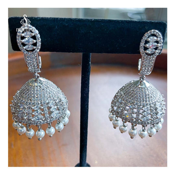 Zircon  Statement Jhumka Earrings