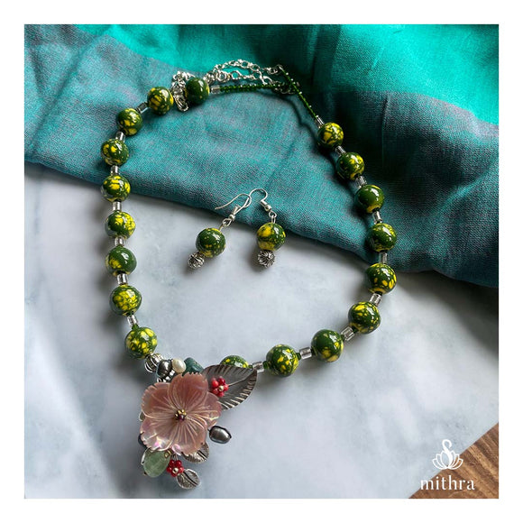 Handmade Green Coral Necklace