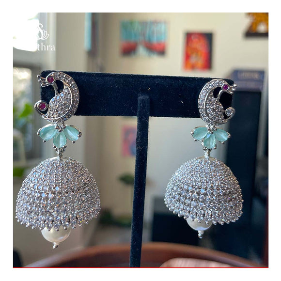 Zircon  Statement Jhumka Earrings
