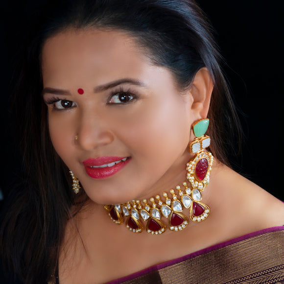 Uncut Polki Fusion Choker Necklace