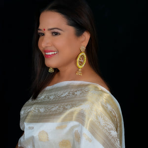 Yellow Meenakari Earrings