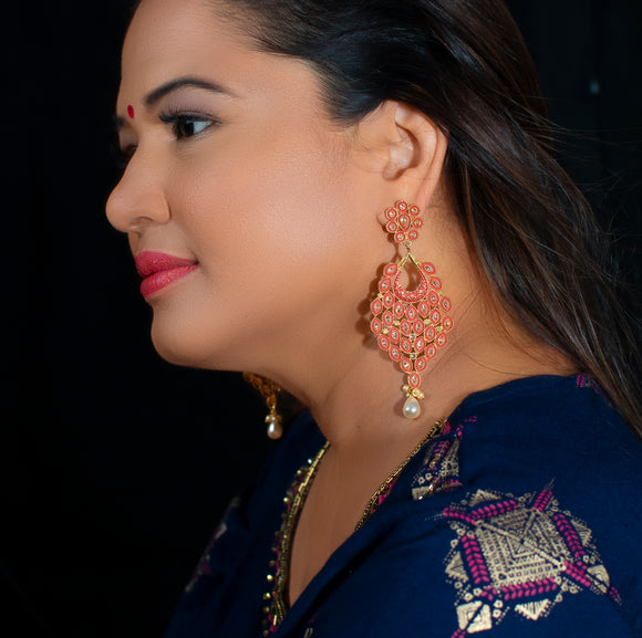 Red Meenakari Earrings