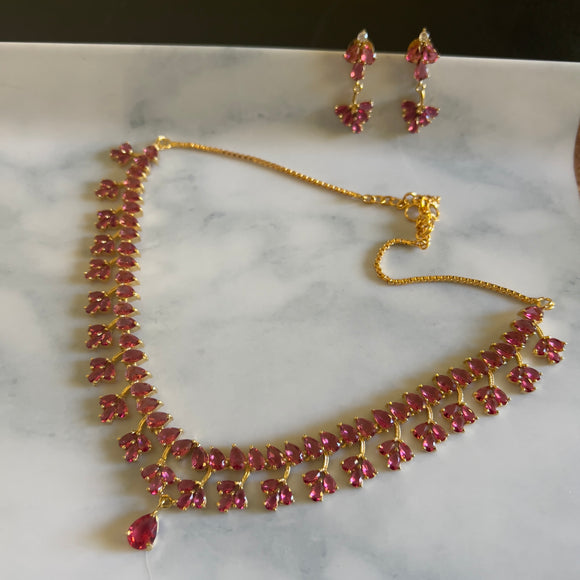 Floral American Diamond Necklace
