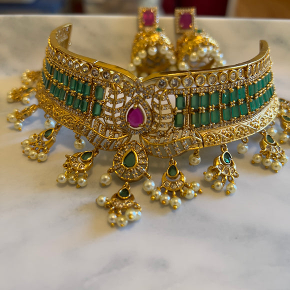 Antique Bridal CZ Choker Necklace