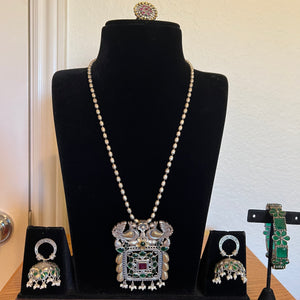 Brass Silver look-alike Necklace Combo Set - Hamsa