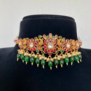 Antique Peacock  Kemp Choker Necklace