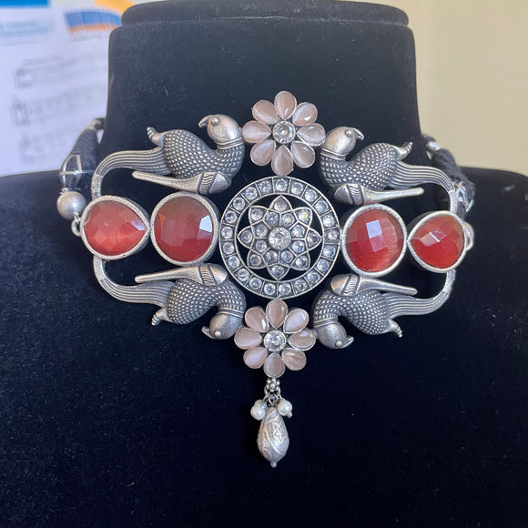 German Silver Parrot Choker Necklace