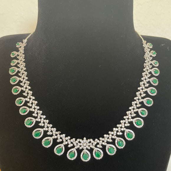 Emerald Green American Diamond Necklace