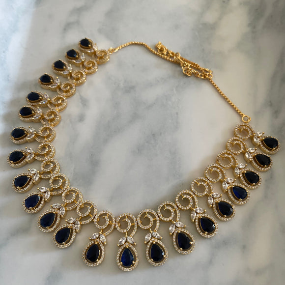Sapphire Blue American Diamond Necklace