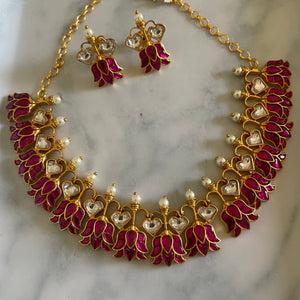 Antique Jadau Lotus Necklace