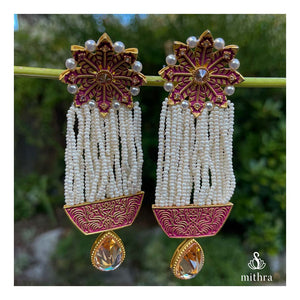 Fusion Beaded Long Earrings