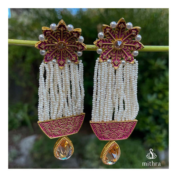Fusion Beaded Long Earrings